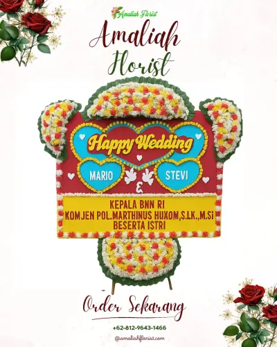 Karangan Papan Bunga Pernikahan di Nusaherang